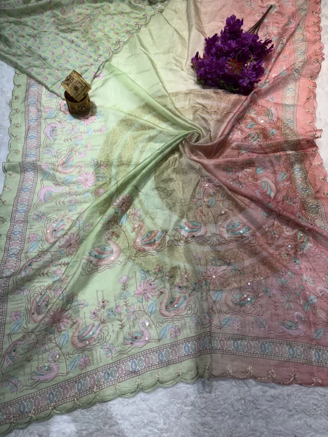 NEELAM TRADERS NEW LAUNCH TRENDING Digital figure print saree with pithan and sequence work all over