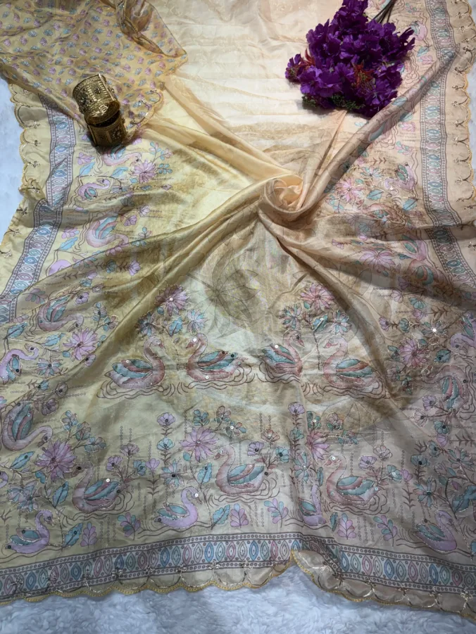 NEELAM TRADERS NEW LAUNCH TRENDING Digital figure print saree with pithan and sequence work all over