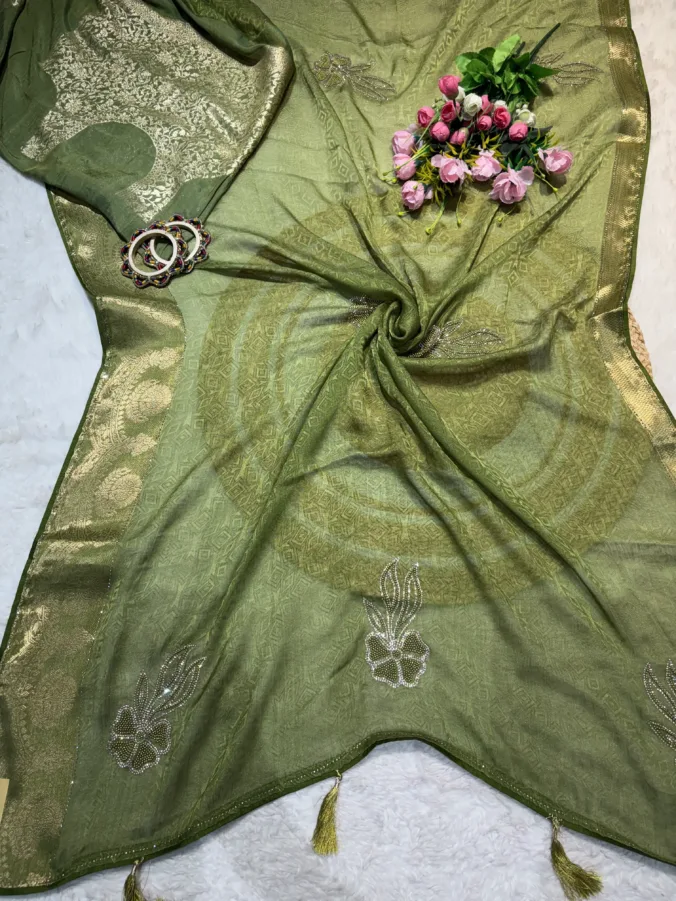 NEELAM TRADERS NEW LAUNCH TRENDING Partywear saree with zarkan butta and latkan in soft Georgette fabric