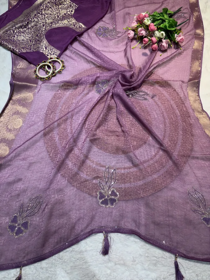 NEELAM TRADERS NEW LAUNCH TRENDING Partywear saree with zarkan butta and latkan in soft Georgette fabric