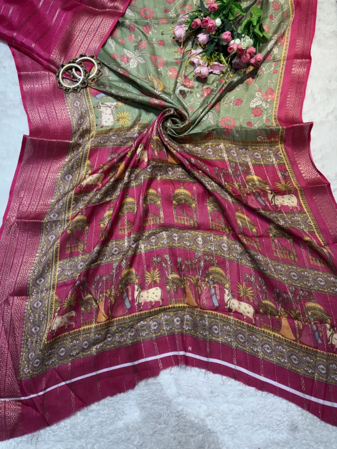 NEELAM TRADERS NEW LAUNCH TRENDING kalamkari Figure print saree in soft georgette fabric