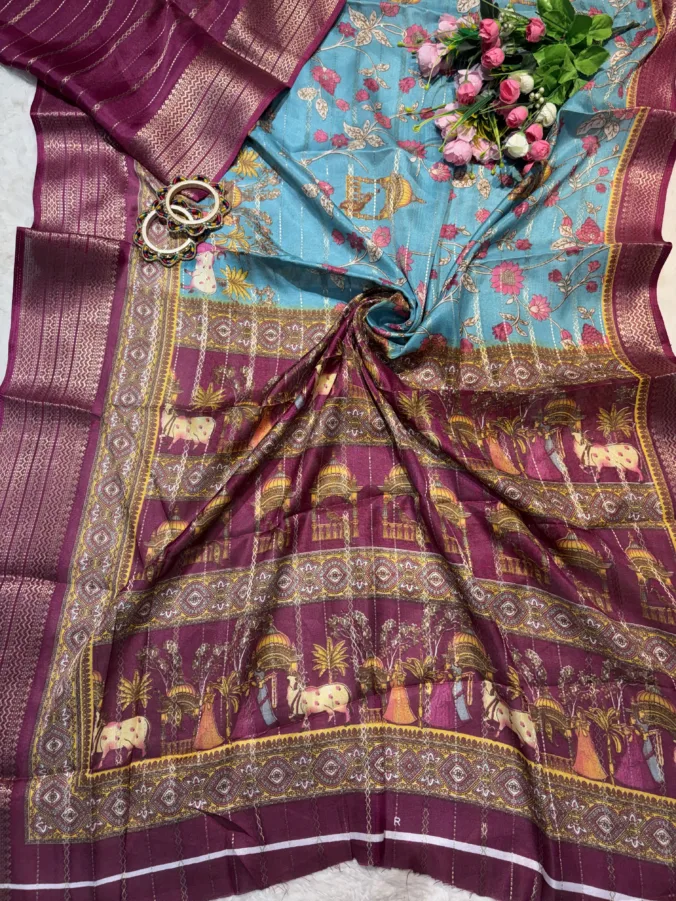 NEELAM TRADERS NEW LAUNCH TRENDING kalamkari Figure print saree in soft georgette fabric