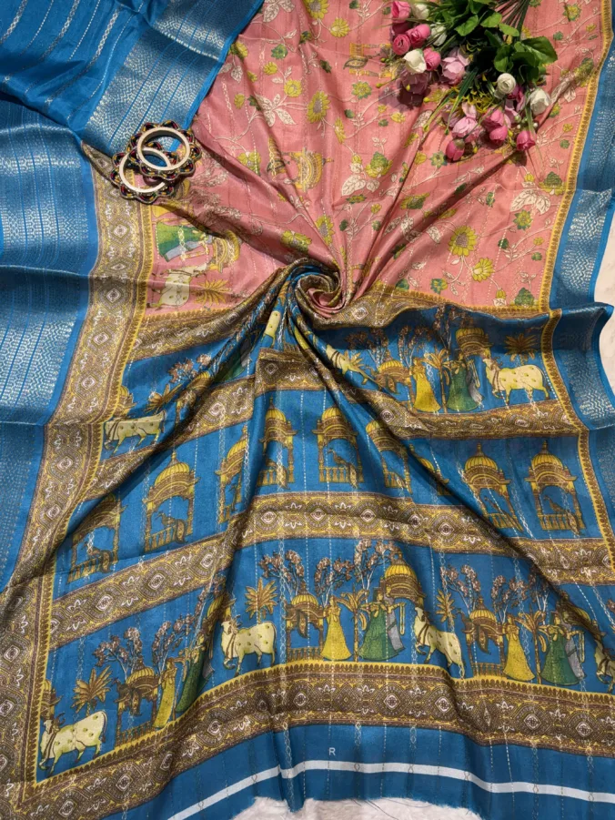 NEELAM TRADERS NEW LAUNCH TRENDING kalamkari Figure print saree in soft georgette fabric