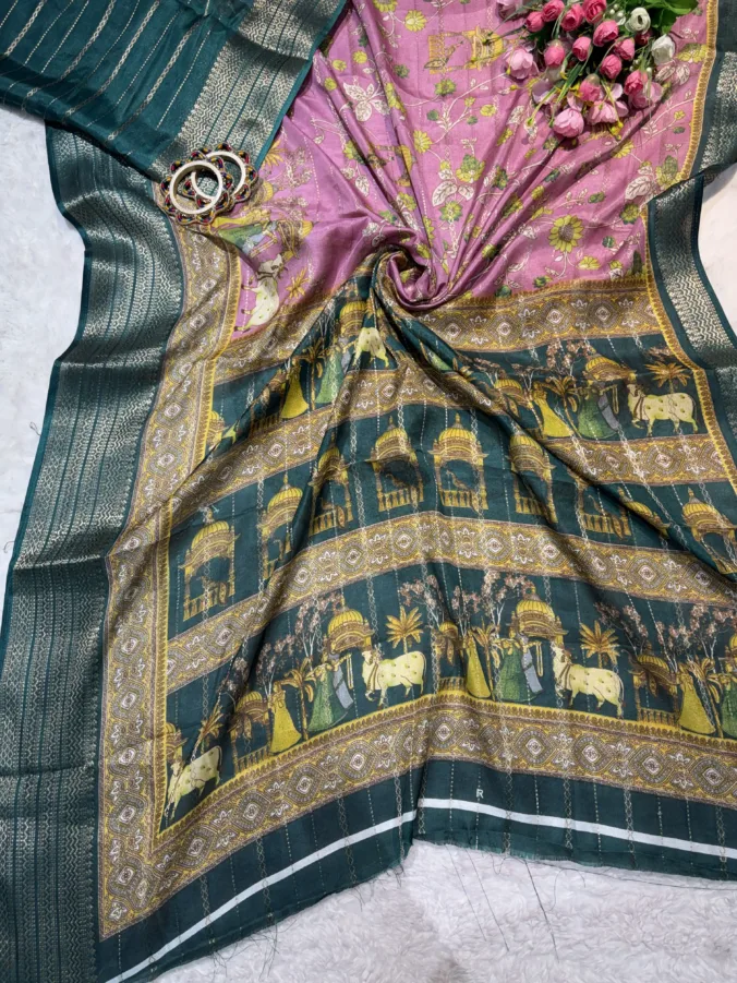 NEELAM TRADERS NEW LAUNCH TRENDING kalamkari Figure print saree in soft georgette fabric