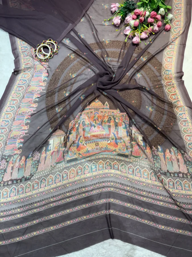 NEELAM TRADERS NEW LAUNCH TRENDING Summer Special Collection Digitat Print Saree In Soft Georgette Fabric Without Border