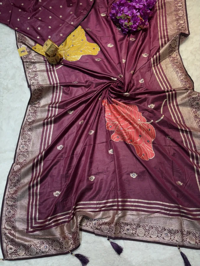 NEELAM TRADERS NEW LAUNCH TRENDING viral banarasi zari saree in dola silk fabric with mirror work all over