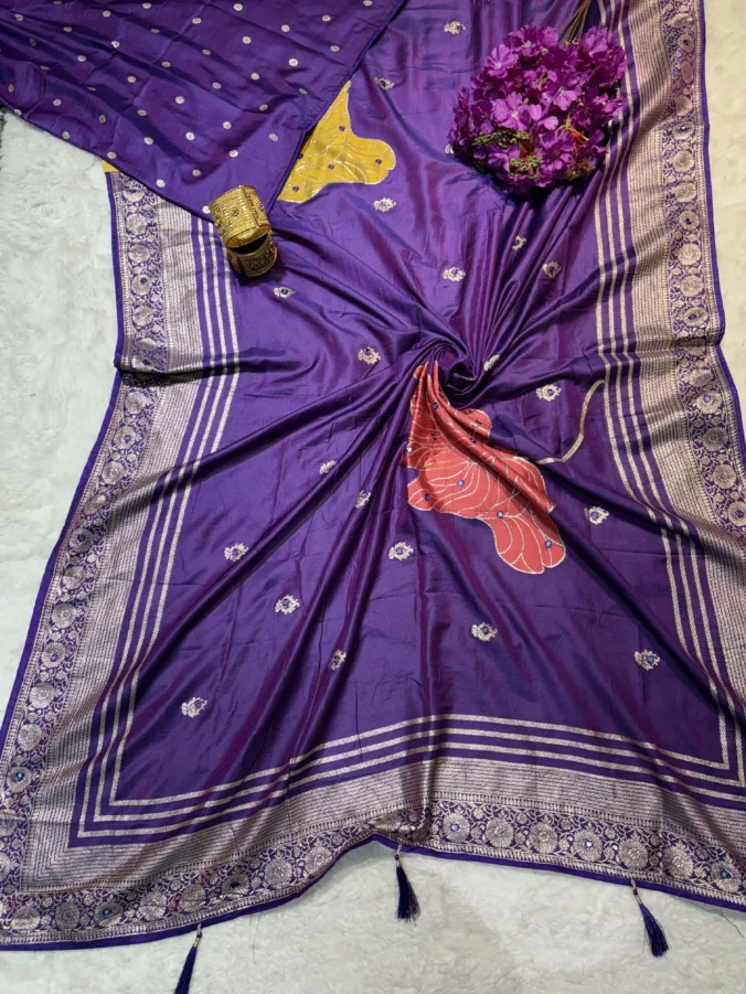 NEELAM TRADERS NEW LAUNCH TRENDING viral banarasi zari saree in dola silk fabric with mirror work all over