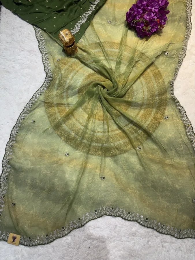 NEELAM TRADERS NEW LAUNCH TRENDING Partywear simmer fabric saree with pithan resham work All Over