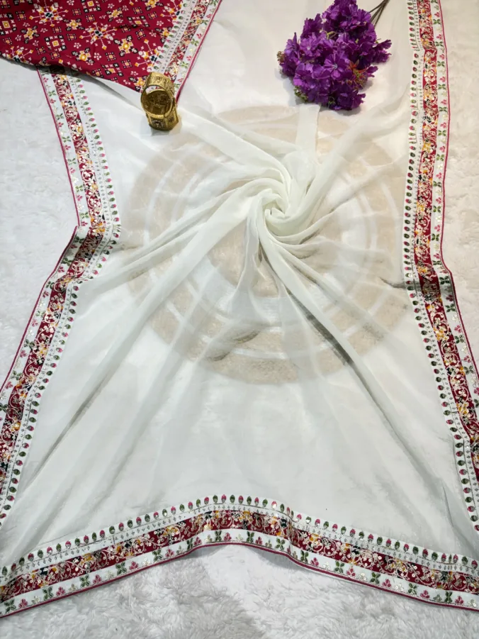 NEELAM TRADERS NEW LAUNCH TRENDING Partywear saree with pithan and sequence work all over and with patola unstitched blouse design