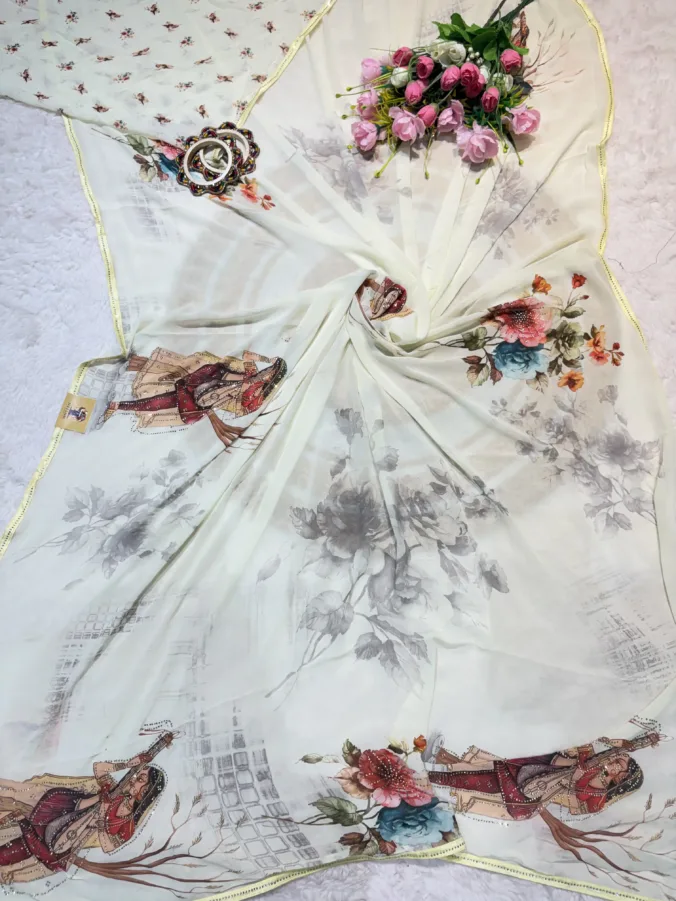 NEELAM TRADERS NEW LAUNCH TRENDING Heavy new figure digital print saree in Pure georgette fabric