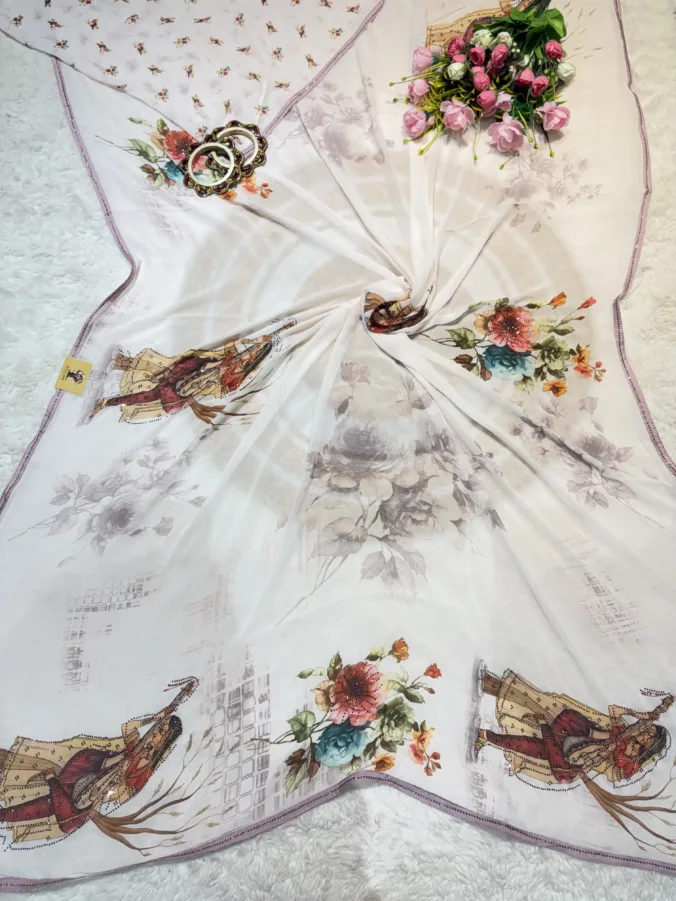 NEELAM TRADERS NEW LAUNCH TRENDING Heavy new figure digital print saree in Pure georgette fabric