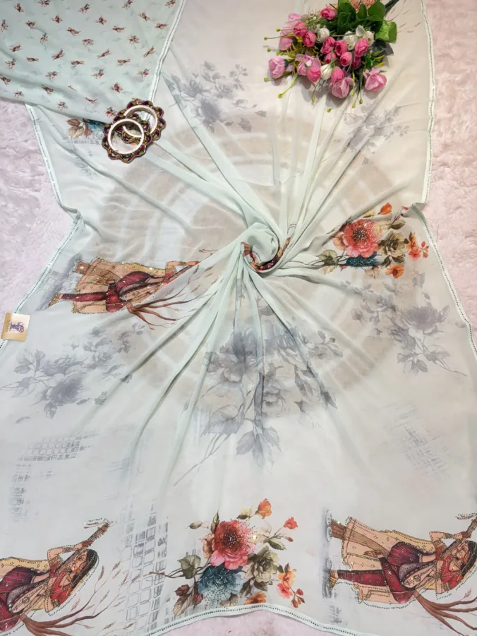 NEELAM TRADERS NEW LAUNCH TRENDING Heavy new figure digital print saree in Pure georgette fabric