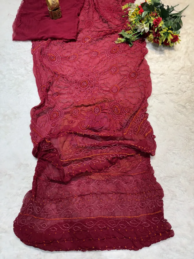 NEELAM TRADERS NEW LAUNCH TRENDING Handloom raidana bandhej saree in pure georgette fabric