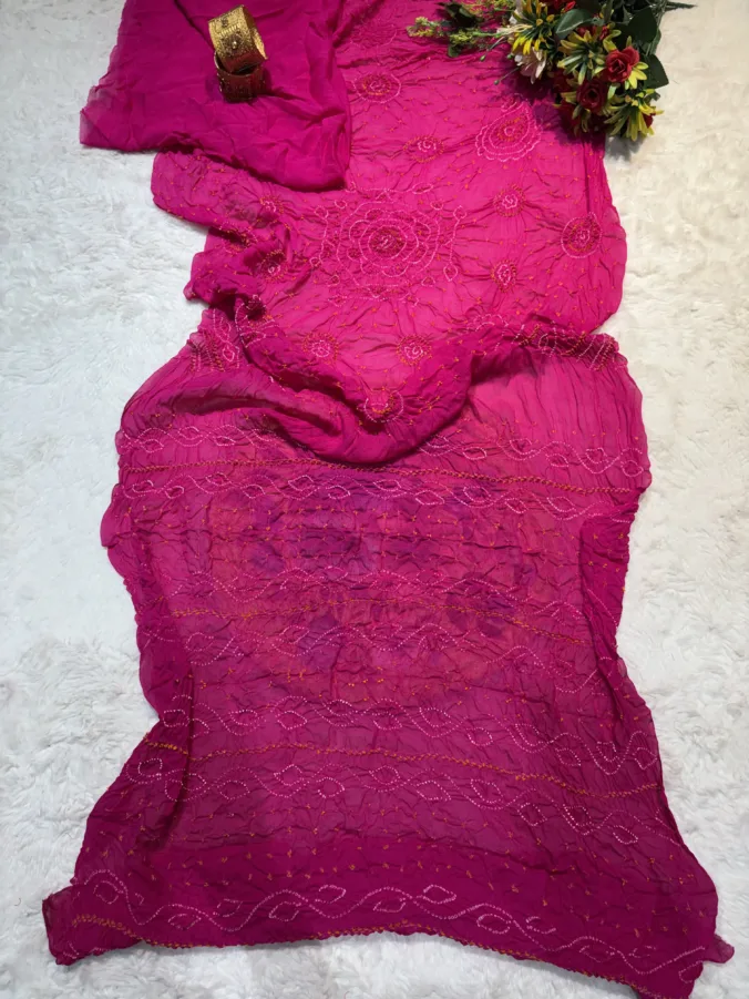 NEELAM TRADERS NEW LAUNCH TRENDING Handloom raidana bandhej saree in pure georgette fabric