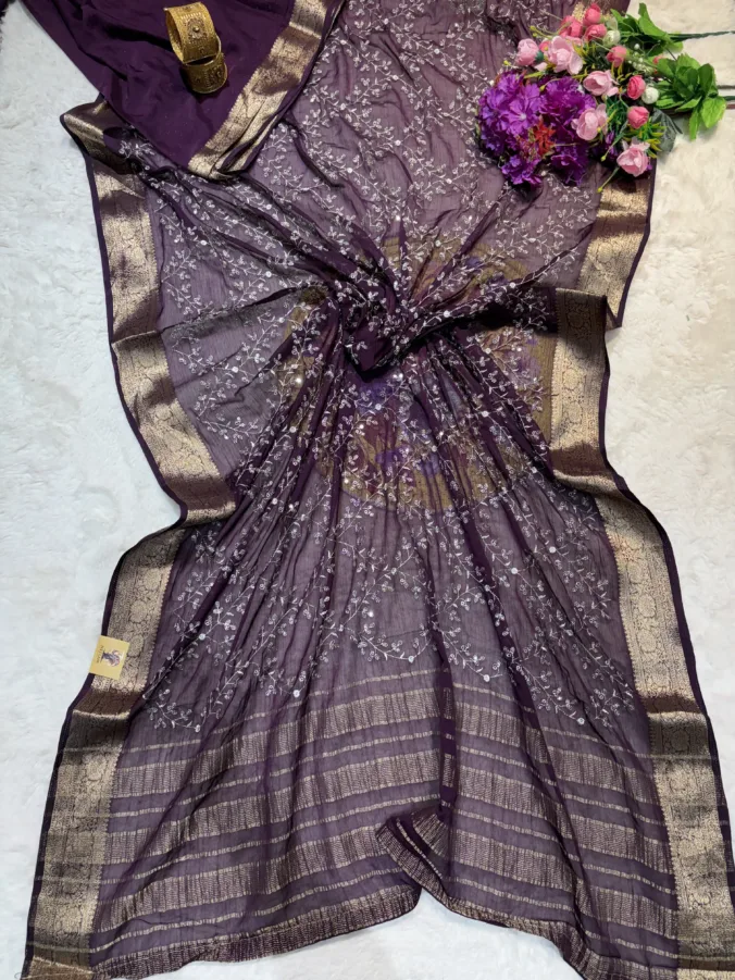 NEELAM TRADERS NEW LAUNCH TRENDING Zaal work saree with Zari weaving border in soft georgette fabric