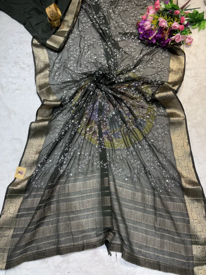 NEELAM TRADERS NEW LAUNCH TRENDING Zaal work saree with Zari weaving border in soft georgette fabric