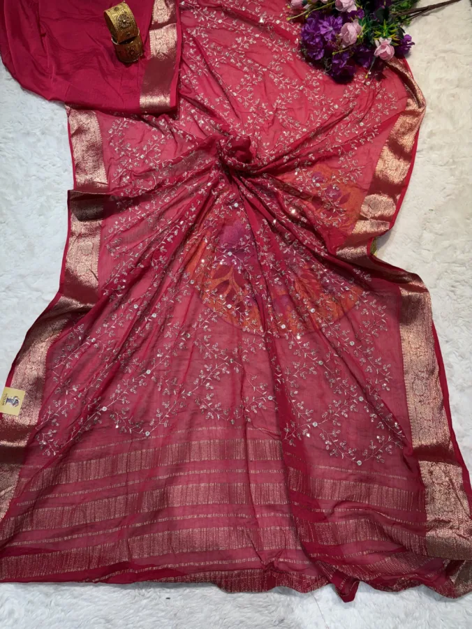 NEELAM TRADERS NEW LAUNCH TRENDING Zaal work saree with Zari weaving border in soft georgette fabric