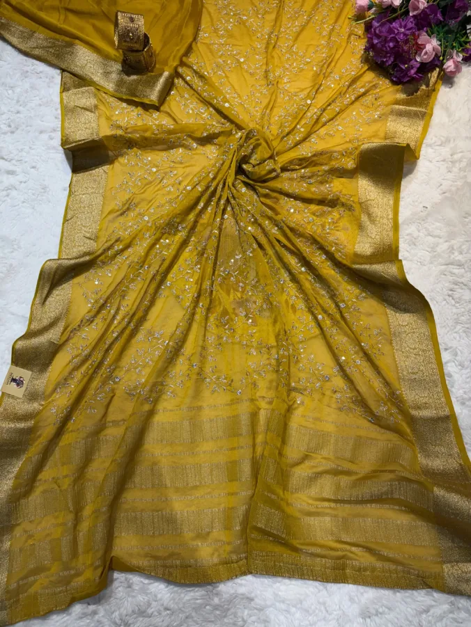 NEELAM TRADERS NEW LAUNCH TRENDING Zaal work saree with Zari weaving border in soft georgette fabric