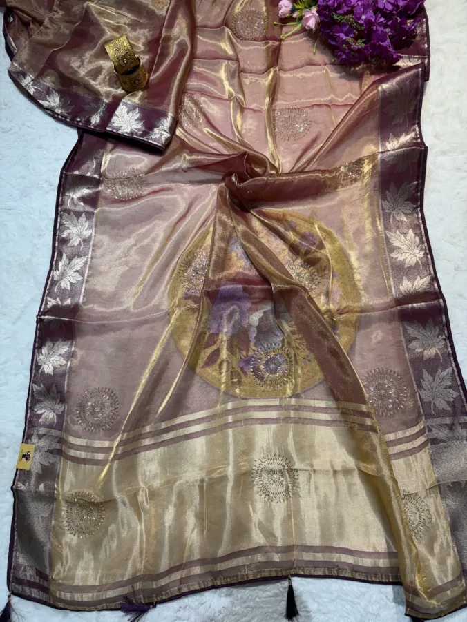 NEELAM TRADERS NEW LAUNCH TRENDING Partywear saree with zarkan work and zari border all over