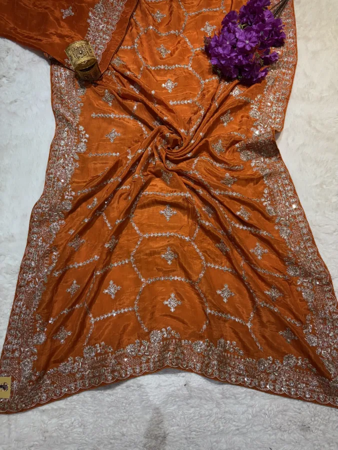 NEELAM TRADERS NEW LAUNCH TRENDING Partywear saree with kasida work all over