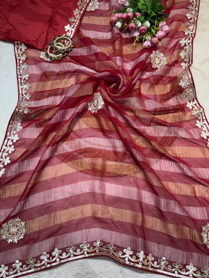 NEELAM TRADERS NEW LAUNCH TRENDING Gota patti saree in soft crush georgette fabric