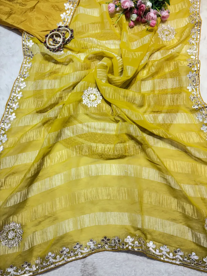 NEELAM TRADERS NEW LAUNCH TRENDING Gota patti saree in soft crush georgette fabric