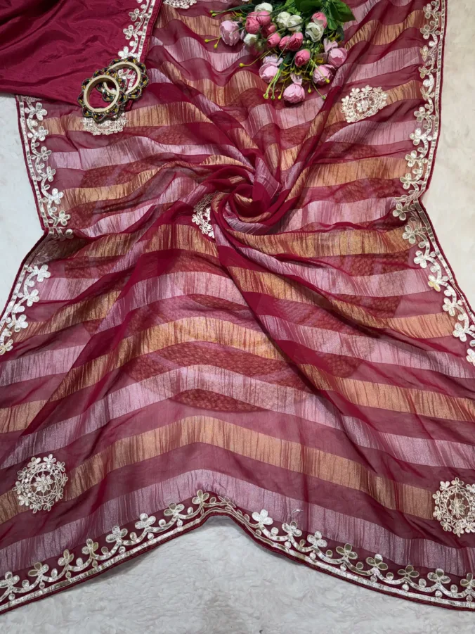 NEELAM TRADERS NEW LAUNCH TRENDING Gota patti saree in soft crush georgette fabric