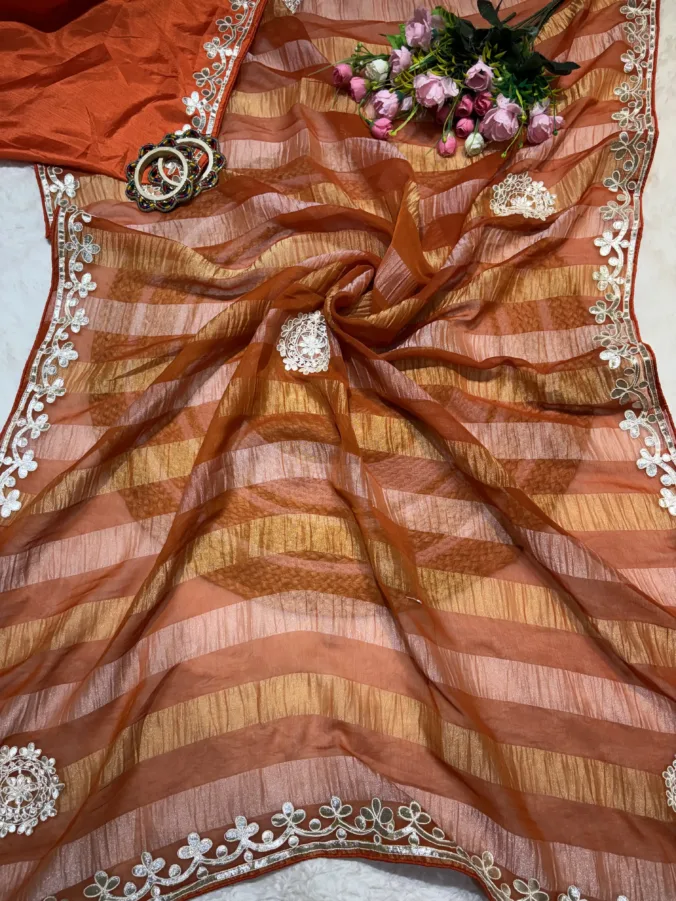 NEELAM TRADERS NEW LAUNCH TRENDING Gota patti saree in soft crush georgette fabric