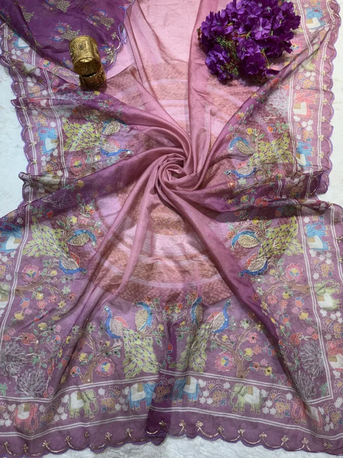 NEELAM TRADERS NEW LAUNCH TRENDING Digital Figure Print Saree With Pithan And Sequence Work All Over