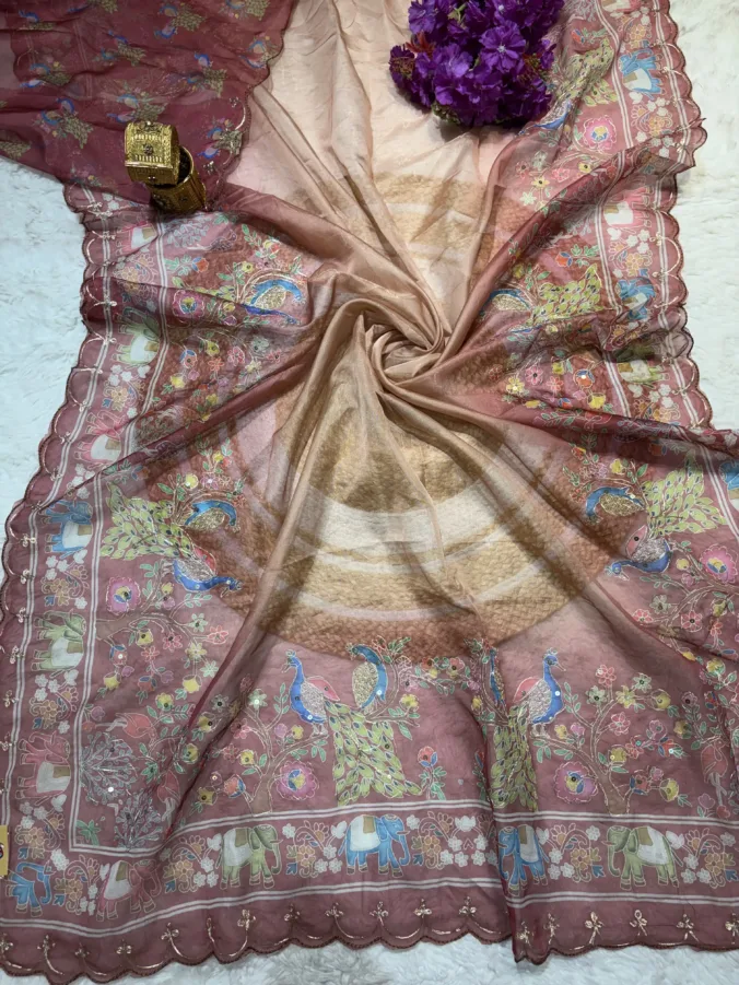 NEELAM TRADERS NEW LAUNCH TRENDING Digital Figure Print Saree With Pithan And Sequence Work All Over