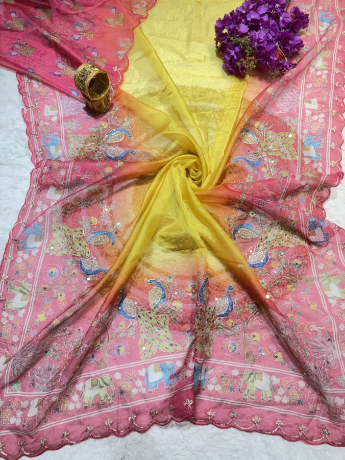 NEELAM TRADERS NEW LAUNCH TRENDING Digital Figure Print Saree With Pithan And Sequence Work All Over