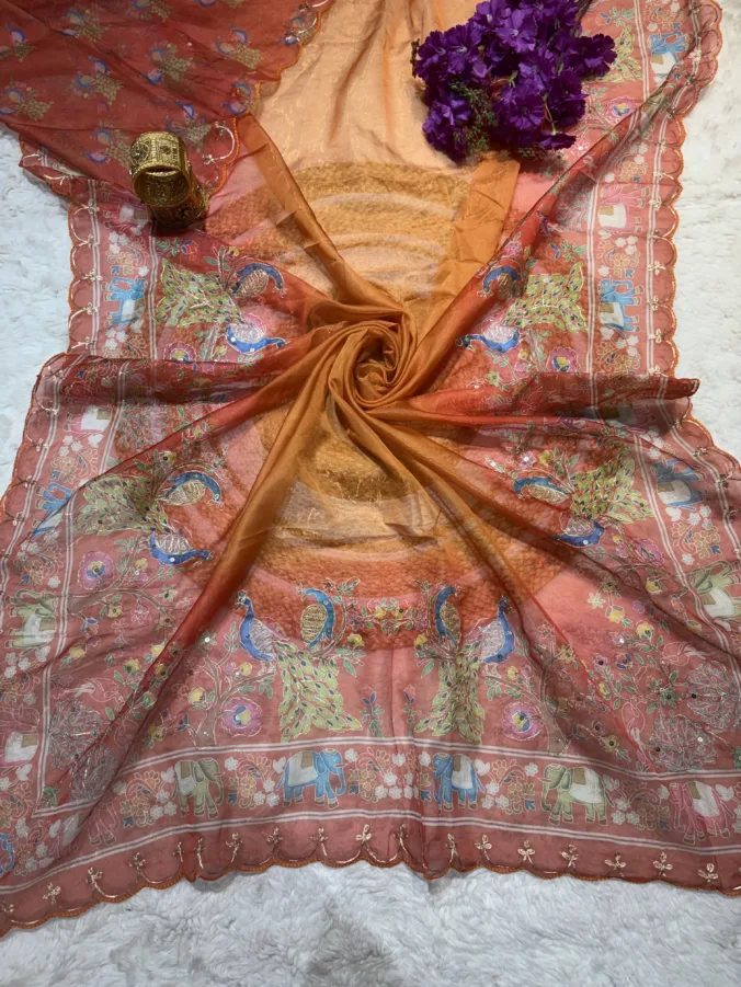 NEELAM TRADERS NEW LAUNCH TRENDING Digital Figure Print Saree With Pithan And Sequence Work All Over