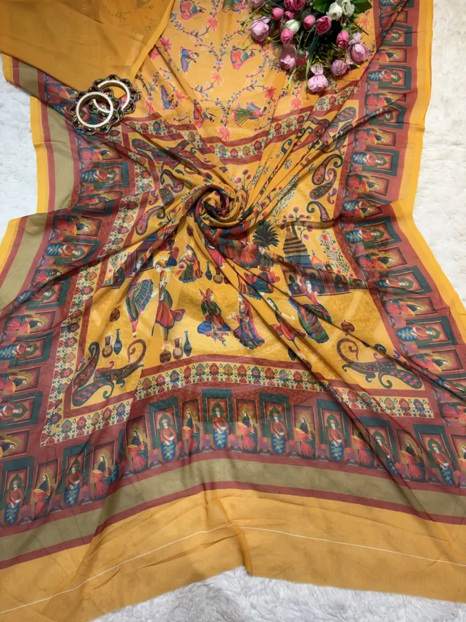 NEELAM TRADERS NEW LAUNCH TRENDING Summer Special Collection Digitat Print Saree In Soft Georgette Fabric Without Border