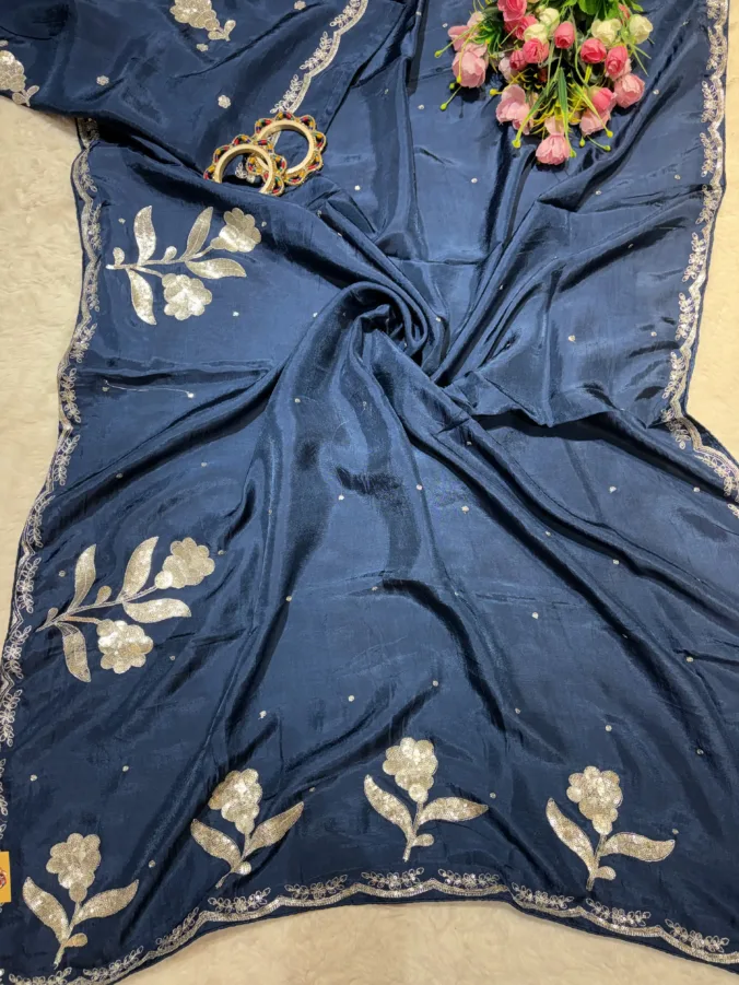 NEELAM TRADERS NEW LAUNCH TRENDING Latest sequence and thread work saree in pure H.O Silk fabric