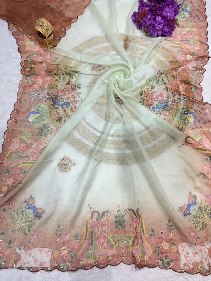 NEELAM TRADERS NEW LAUNCH TRENDING Digital Figure Print Saree With Pithan And Sequence Work All Over