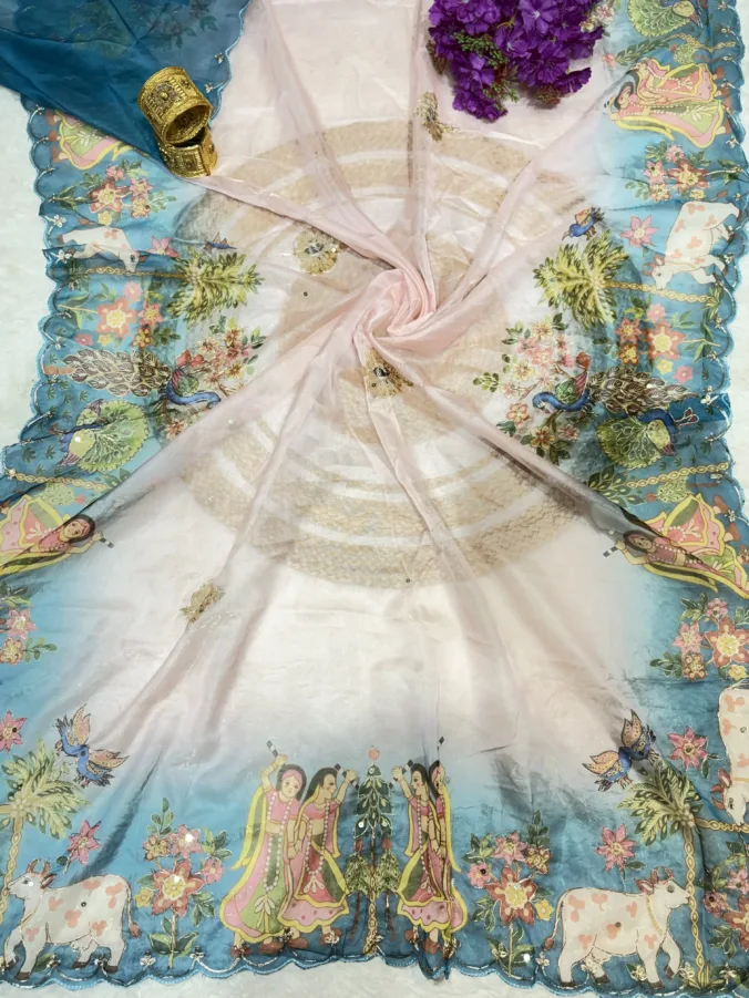 NEELAM TRADERS NEW LAUNCH TRENDING Digital Figure Print Saree With Pithan And Sequence Work All Over