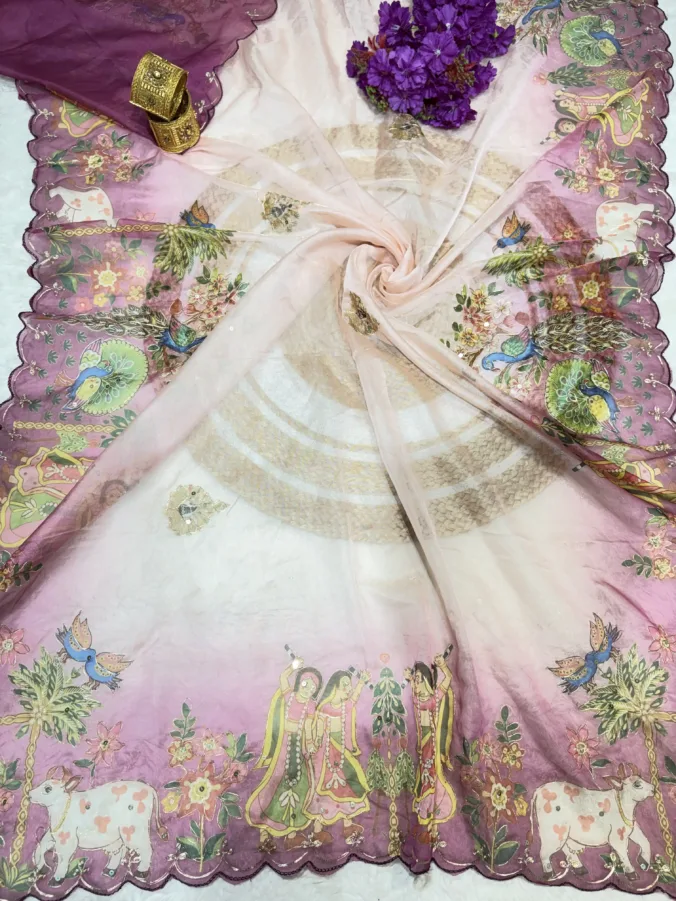 NEELAM TRADERS NEW LAUNCH TRENDING Digital Figure Print Saree With Pithan And Sequence Work All Over