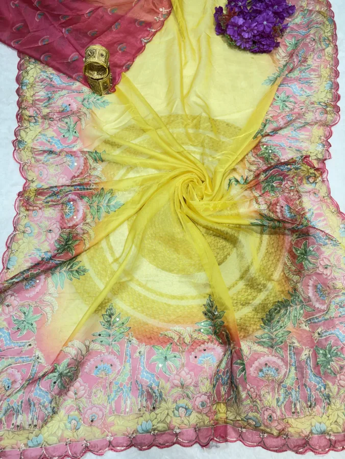 NEELAM TRADERS NEW LAUNCH TRENDING Digital Figure Print Saree With Pithan And Sequence Work All Over