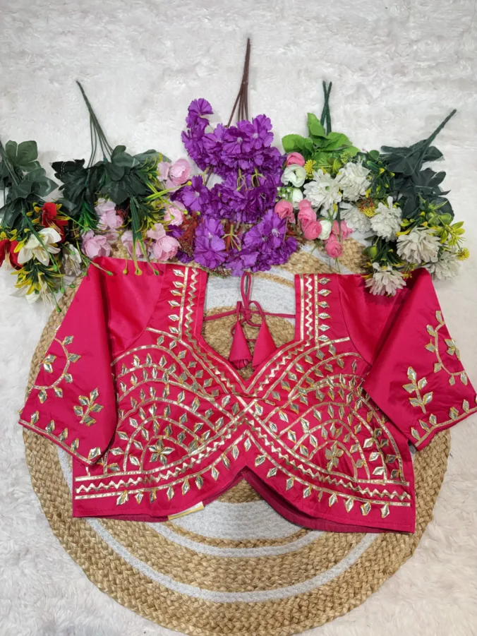 NEELAM TRADERS NEW LAUNCH TRENDING Stitched Aangi blouse with kacha gota work in soft satan silk fabric