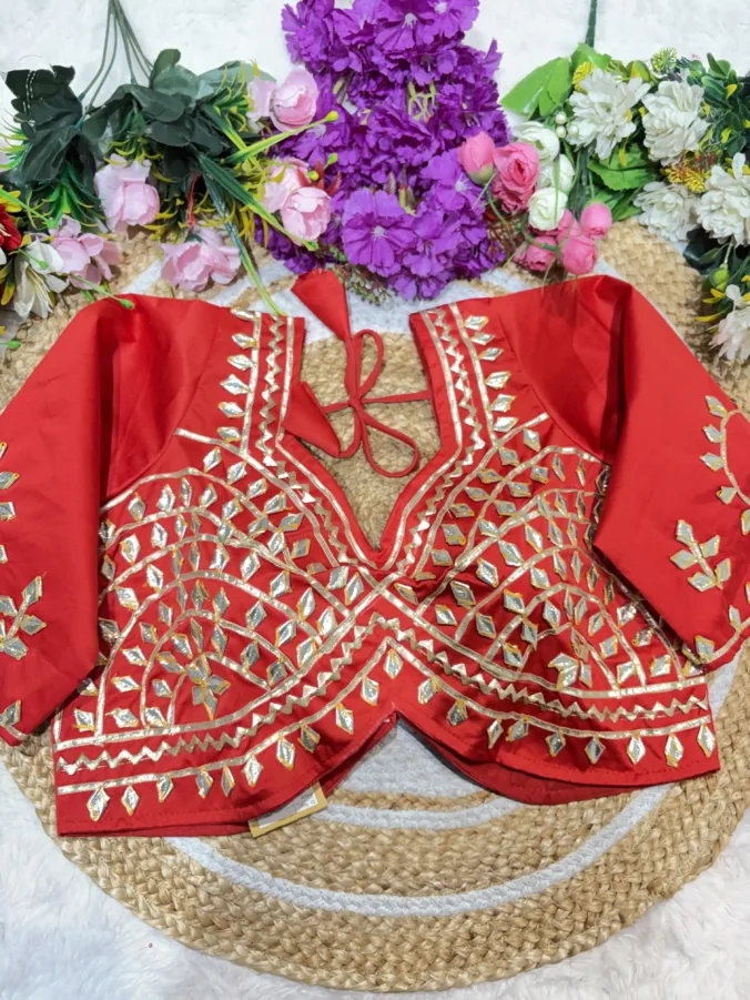 NEELAM TRADERS NEW LAUNCH TRENDING Stitched Aangi blouse with kacha gota work in soft satan silk fabric
