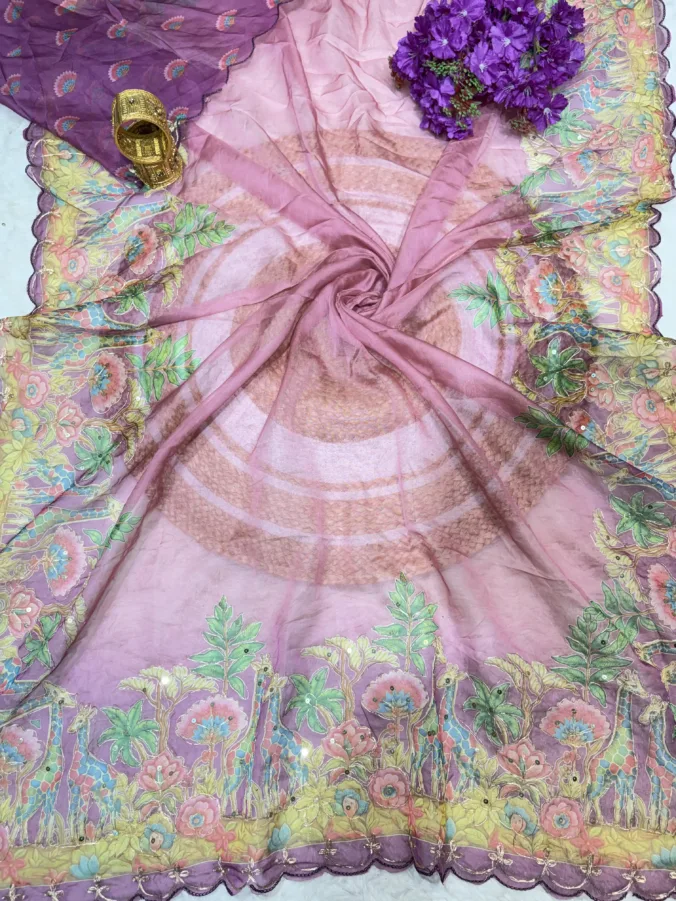 NEELAM TRADERS NEW LAUNCH TRENDING Digital Figure Print Saree With Pithan And Sequence Work All Over