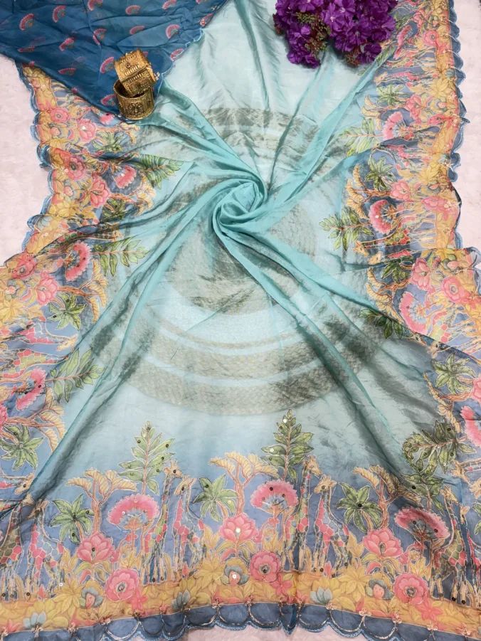 NEELAM TRADERS NEW LAUNCH TRENDING Digital Figure Print Saree With Pithan And Sequence Work All Over