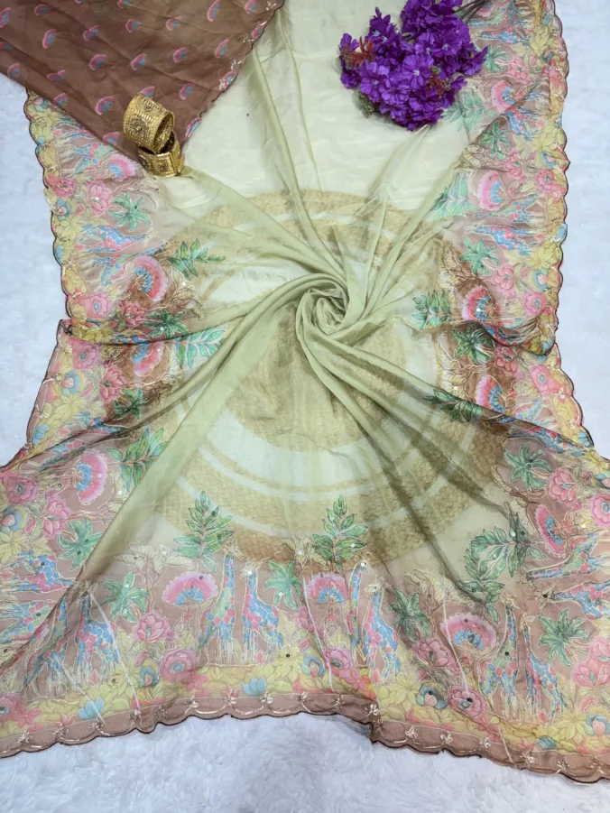 NEELAM TRADERS NEW LAUNCH TRENDING Digital Figure Print Saree With Pithan And Sequence Work All Over