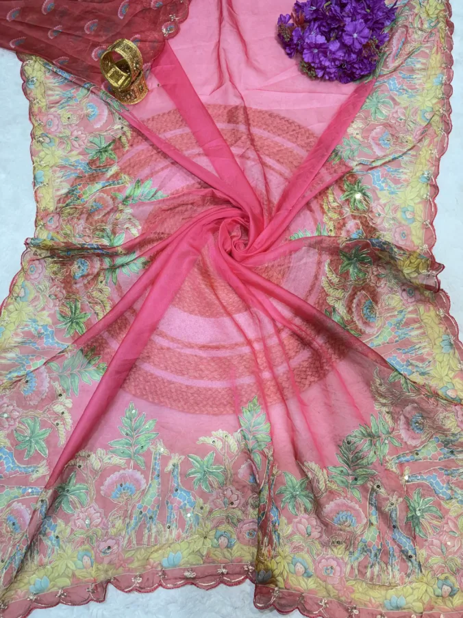 NEELAM TRADERS NEW LAUNCH TRENDING Digital Figure Print Saree With Pithan And Sequence Work All Over