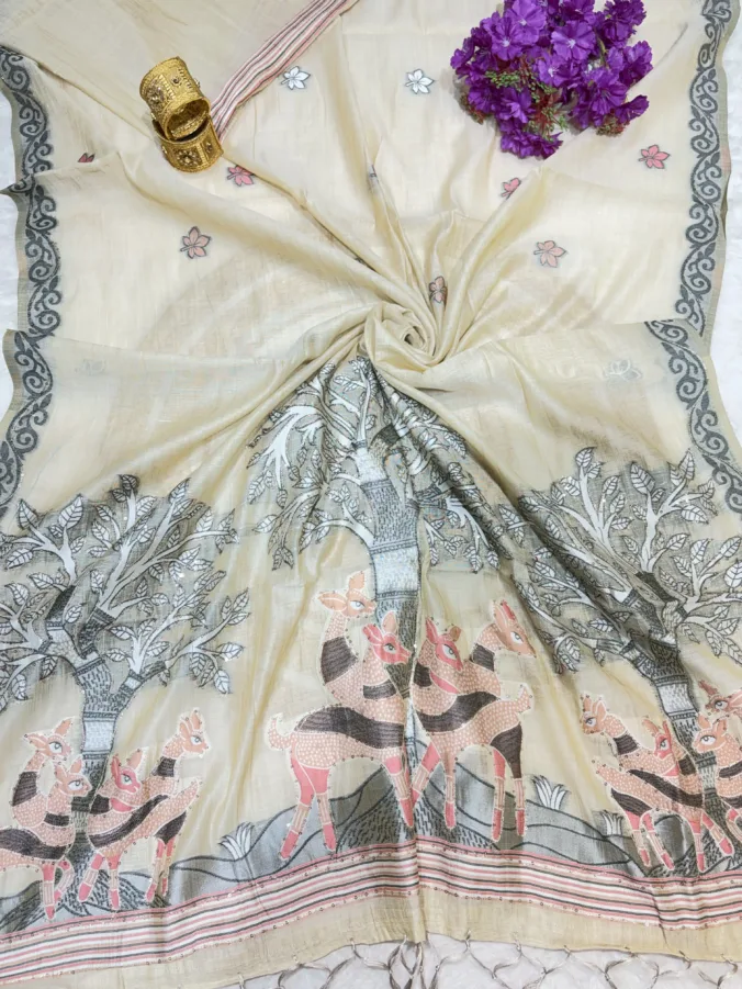 NEELAM TRADERS NEW LAUNCH TRENDING Soft cotton saree with digital tree print with thread and sequence work with pallu latkan