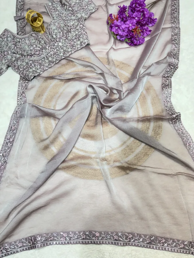 NEELAM TRADERS NEW LAUNCH TRENDING Stitched blouse partywear saree in soft chocolate fabric