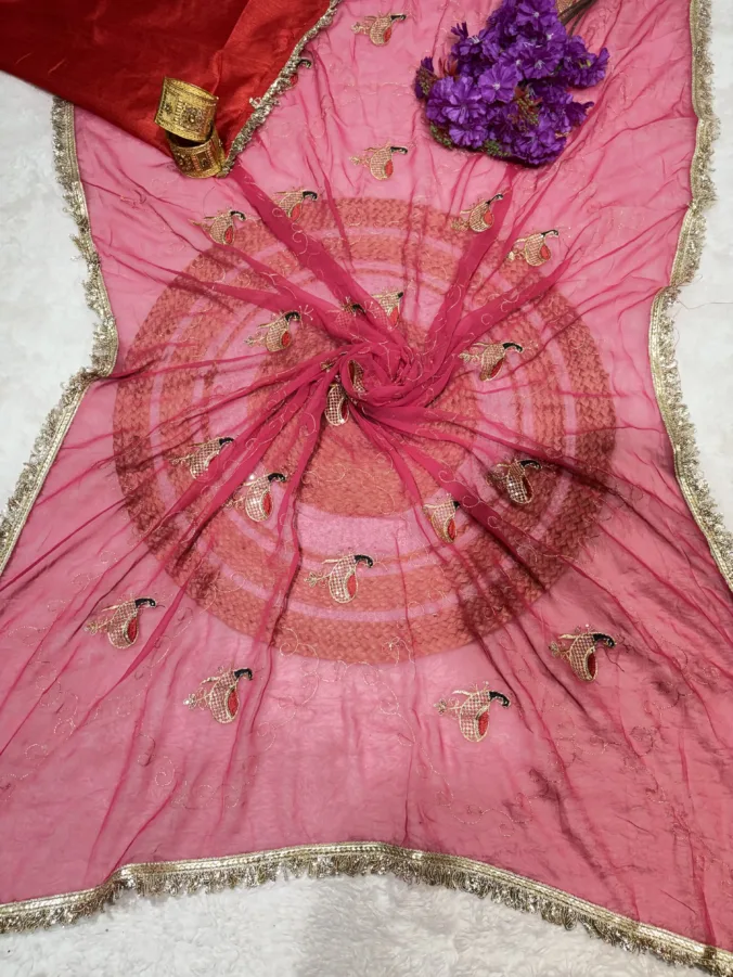 NEELAM TRADERS NEW LAUNCH TRENDING Peacock design saree with aari work and kiran less all over