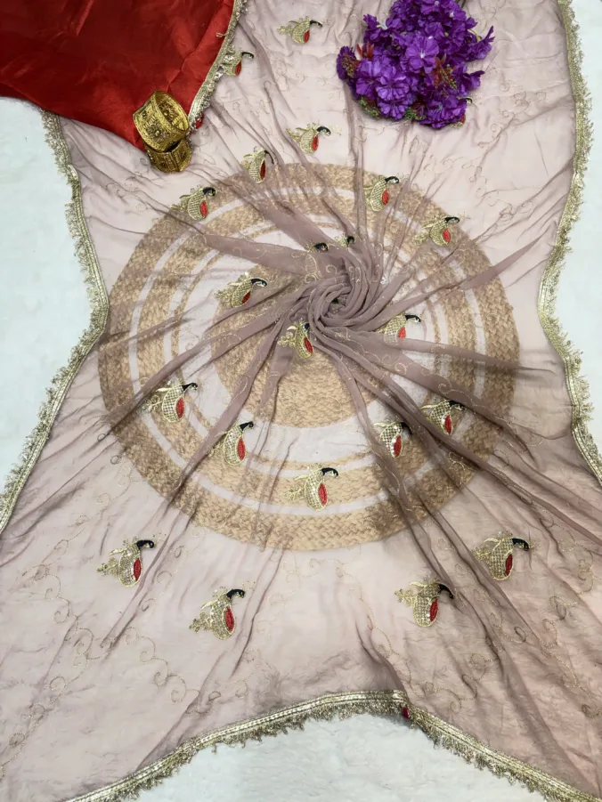 NEELAM TRADERS NEW LAUNCH TRENDING Peacock design saree with aari work and kiran less all over