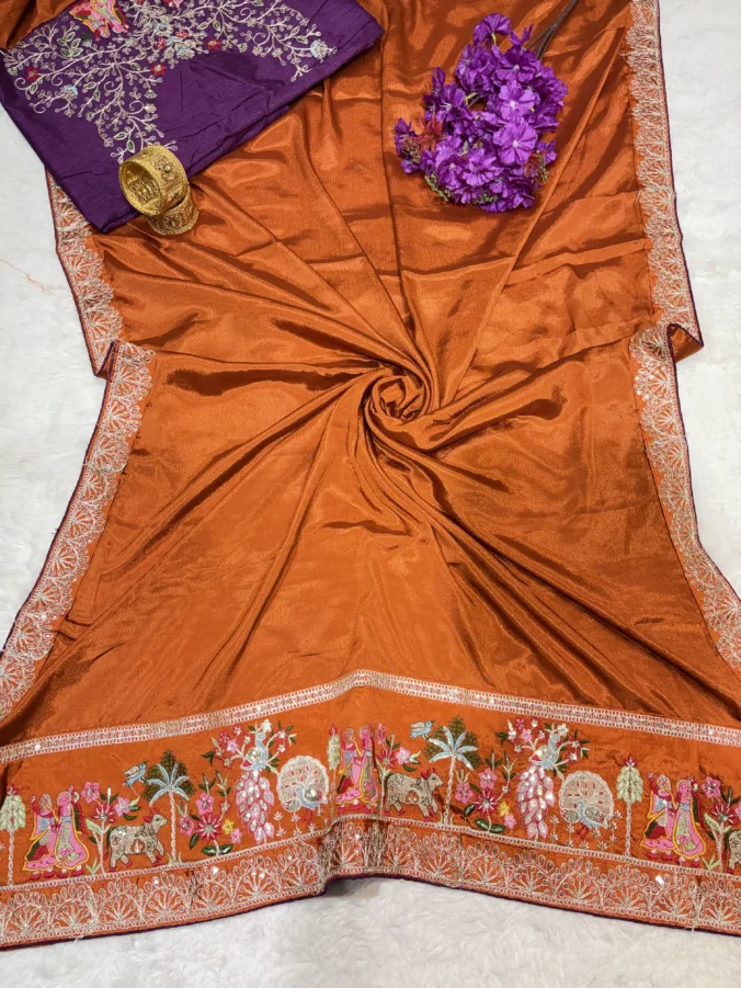 NEELAM TRADERS NEW LAUNCH Trending Pallu Figure design saree with heavy unstitched figure design blouse in soft silk fabric