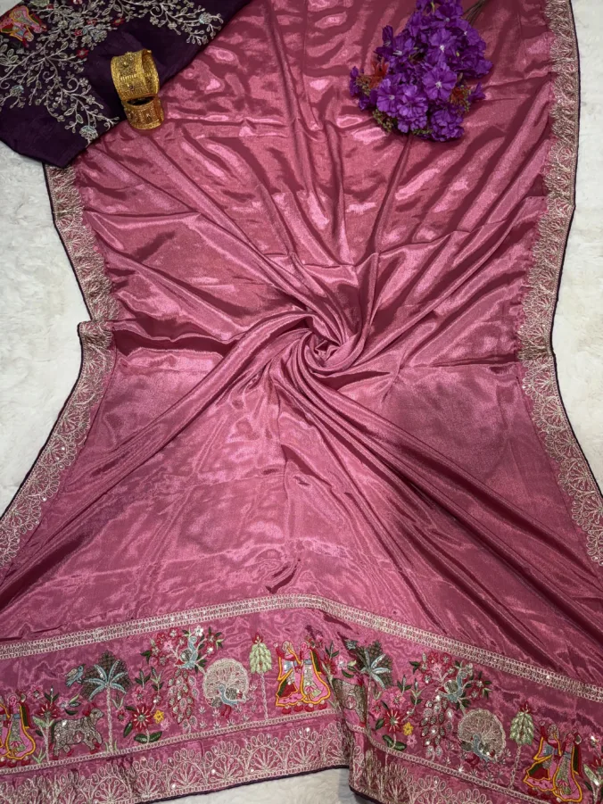 NEELAM TRADERS NEW LAUNCH Trending Pallu Figure design saree with heavy unstitched figure design blouse in soft silk fabric
